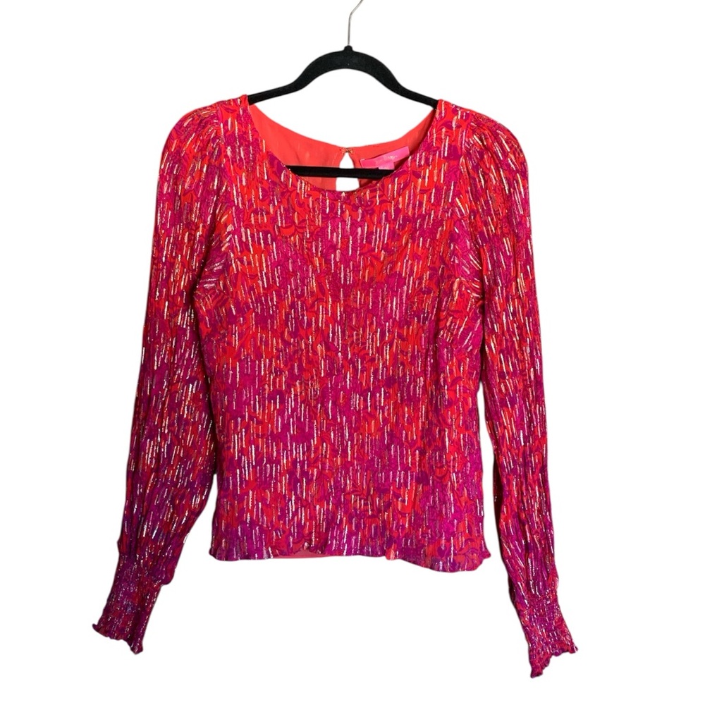 Runs small Lilly Pulitzer blouse womens size 14 elegant preppy floral event